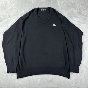 Montecarlo Black Embroidered V Neck Sweater 3XL Wool